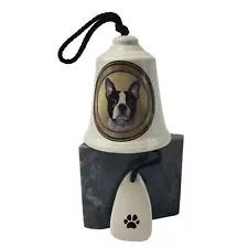 Boston Terrier Dog Ceramic Bell Chime Bea's Bells 4.5" Tall 4" Diameter