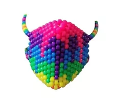 Rainbow Melt Pony Bead Kandi Mask Plur Rave EDM Festival Concert Wear