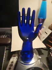 Cobalt Blue Glass Hand Display for Jewlery 8” X 3.5 In