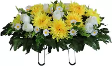 Headstone Flower Saddle Artificial Cemetery Flowers Saddle for Grave Realistic C