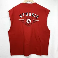 Sturgis Biker Rally Mens 2XL Heavyweight Cotton Sleeveless Red Graphic Shirt