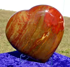 Stunning Colors AGATE & Red Jasper Crystal Heart Point Display Carving For Sale