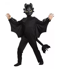 How to Train Your Dragon Child Toothless Costume M 7-8 Jumpsuit, Tail Wings Mask