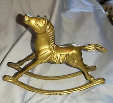 Antique Rocking Horse Gold Lustre Solid Brass Old Racing Race Grand National UK