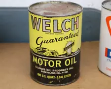 OLD CAR GRAPHIC ~~ Original 1950s era WELCH MOTOR OIL Old 1 quart Can