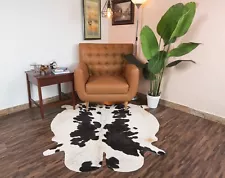 Genuine Cowhide Rug Black and White 5x4 ft Cow Skin Hair on Leather Cow Rug Sale