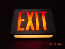 Vintage Commercial/Industrial Exit Illuminated Sign Plug in ready Porcelain