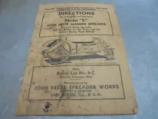 Vintage 1944 John Deere Manure Spreader Model E Directions for Setting Up & Oper