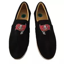 Tampa Bay Buccaneers Women's Black Slip On Sneakers Sz 8 Rhinestones NFL RARE!