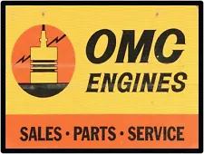 OMC Engines Sales Parts Service 9" x 12" Metal Sign