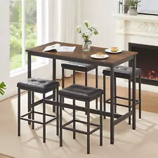 High Top Table and Chairs for 4 Dining Room Bar Set for Apartment Pub & Kitchen