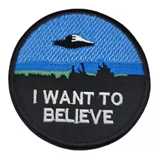 X-Files UFO Alien I Want to Believe 90s Retro Iron on Embroidered Patch