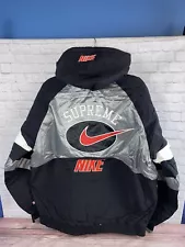 Supreme x Nike Hooded Sport Jacket Black Silver White Red CD6074-011 Size MEDIUM