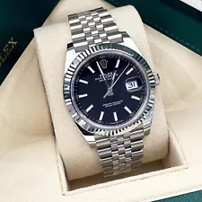 ROLEX DATEJUST 41 BLACK DIAL STAINLESS STEEL JUBILEE FLUTED BEZEL ref: 126334