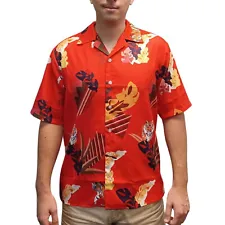 Tony Montana Hawaiian Shirt Scarface Costume Button Down Up Movie Tiger Tropical