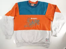 Vintage Nutmeg Mills Large Miami Dolphins Crewneck Retro NFL Embroidered 90s