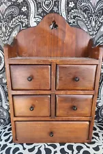 VINTAGE ♡♡ Antique Wood Spice Cabinet DRAWERS HANGING DRESSER PRIMITIVE Look ♡♡♡