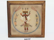 SAND PAINTING NATIVE AMERICAN ART 12" X 12" CROOKED RAINBOW MEDICINE MAN SIGNED