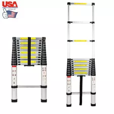 12.5'Single Side Extension 12Step Aluminum Stretchable Ladder Workshop Equipment