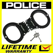 POLICE Handcuffs Professional Heavy Duty Steel Black