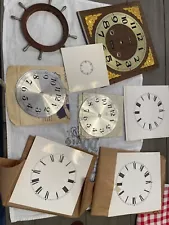 COLLECTION OF 12 VINTAGE & ANTIQUE CLOCK FACE DIALS. Mix Of Paper And Metal