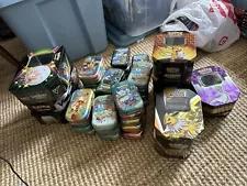 Lot Of Empty Pokémon Tins (1000 Bulk Cards From Multiple Eras Included) 41 Tins