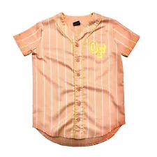 Odd Future Mens Pin Striped Baseball Jersey Sz Small Peach Yellow Hip Hop Tyler