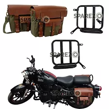 For Royal Enfield Classic Reborn 350 Leather & Canvas Pannier Bags & Mounting