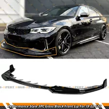 For 2019-2022 BMW G20 330i M340i Performance 3pc Glossy Black Front Bumper Lip (For: BMW)