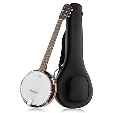 6-String Left Handed Banjo Guitar with Closed Back Resonator and 24 Brackets