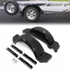 Glossy Black 2 SINGLE AXLE TRAILER FENDERS FOR 13" WHEELS TIRES SKIRT BOAT PAIR