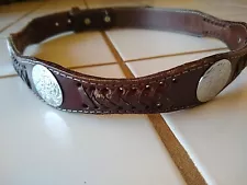 Leather Belt Cowboy Western Cinturones Alatorres Conchos "Size 36" NO BUCKLE