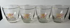 Bourbon Whiskey Glass Old Fitzgerald Kentucky VTG Gold Rim Set of 4 NIOB