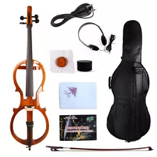 Advanced 4/4 Electric Cello Silent Nice Tone Ebony Parts Free Case For Beginner