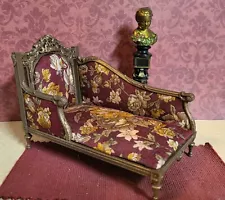 Artisan Made/Chaise Lounge/ Dollhouse/1:12/Miniature/Victorian Resin/Indian Silk