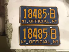 Vtg. 66-73 New York State Official License Plate Tag Set 18485-B (Never Used )