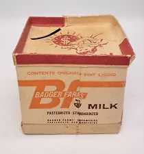 VINTAGE BADGER FARMS' CREAMERIES N.H. HALF PINT MILK CARTON KIDDIE COIN BANK