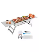 Camping Campfire Grill For Outdoor BBQ, Portable Folding Charcoal Grills