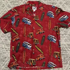 Paradise Style Hawaii Men's Shirt Sz L Surfboards Vw Bus Button Down