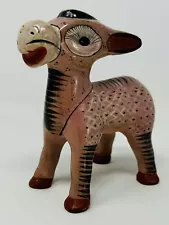 Vintage Tonala Mexican Folk Art Pottery Donkey Burro Figurine 5"