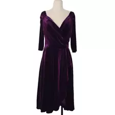 NWT Laura Brynes Monica Velvet Swing Dress Sz XL Plum Purple Pinup Girl Retro