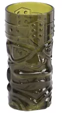 NEW JP Dark Green Iconic Tiki Masked Face 15oz Cocktail Tumbler Drinking Glass