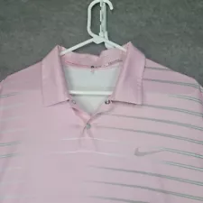 Nike Polo Shirt Mens Extra Large Pink Short Sleeve Golf Logo Golfer Tiger Woods