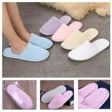 1/5Pairs Guest Slippers Coral Fleece Slippers for Women Non-Slip Travel Slippers