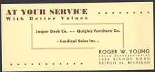 Lg Advertising Ink Blotter JASPER DESK Co, Quigley Furniture DETROIT, MICHIGAN