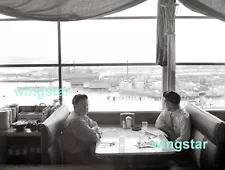 Old Photo Diner Overlooking Harbor Booth Music Juke Box 1940s-50s NEGATIVE