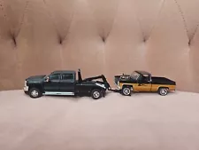 CHEVROLET SILVERADO 3500HD Greenlight black 1/64 Repo Rig And Square Body