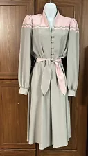 Lilli Ann Made In USA Dress Pink/gray Belt By Adolph Schuman (no Size Tag)