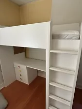 IKEA Kids SMÅSTAD Loft Bunk Bed Frame and Desk With STUVA FÖLJA Drawers