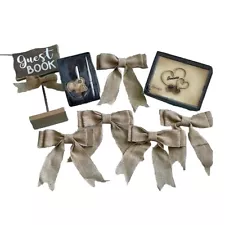 Lot 8 Pcs Wedding Decor Country Cowboy Cowgirl Guest Book Pen Wooden Sign Burlap